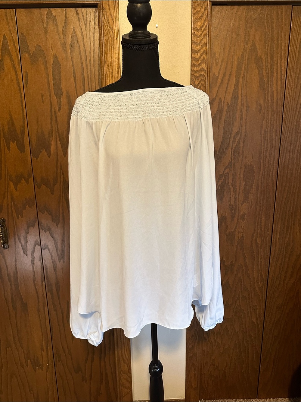 NWT Gap Women’s Light Blue Boatneck Smocked Yoke Blouse